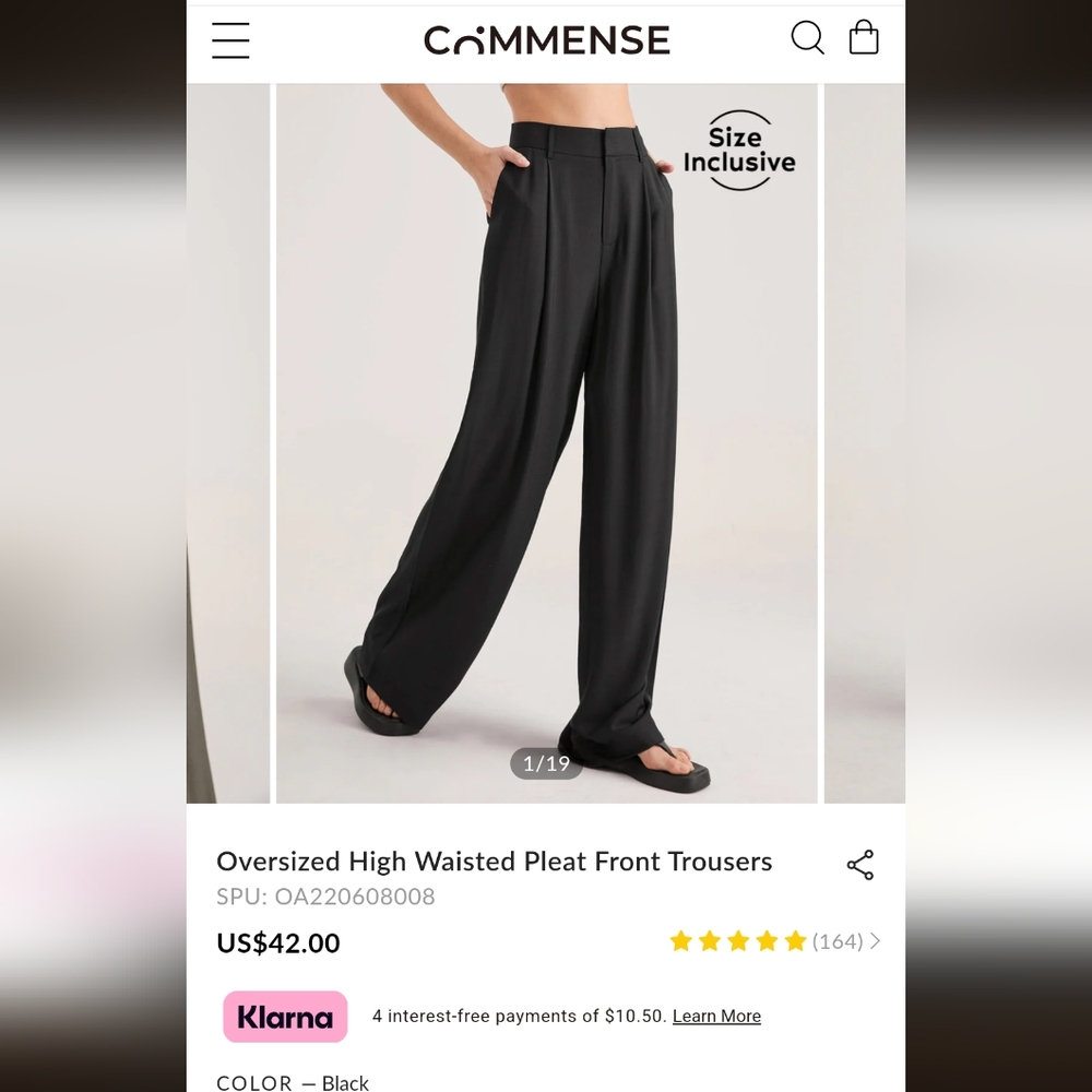 NWT Commense Oversized High Waisted Pleat Front Trousers